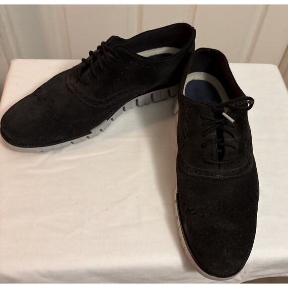 Cole Haan ZERØGRAND Wingtip Oxford Midnight Black Suede Men’s C30273 EUC, Sz 12M - Picture 2 of 8